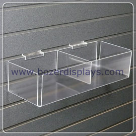 China Clear Acrylic Slatwall Bin with Two Bins for Document Display supplier