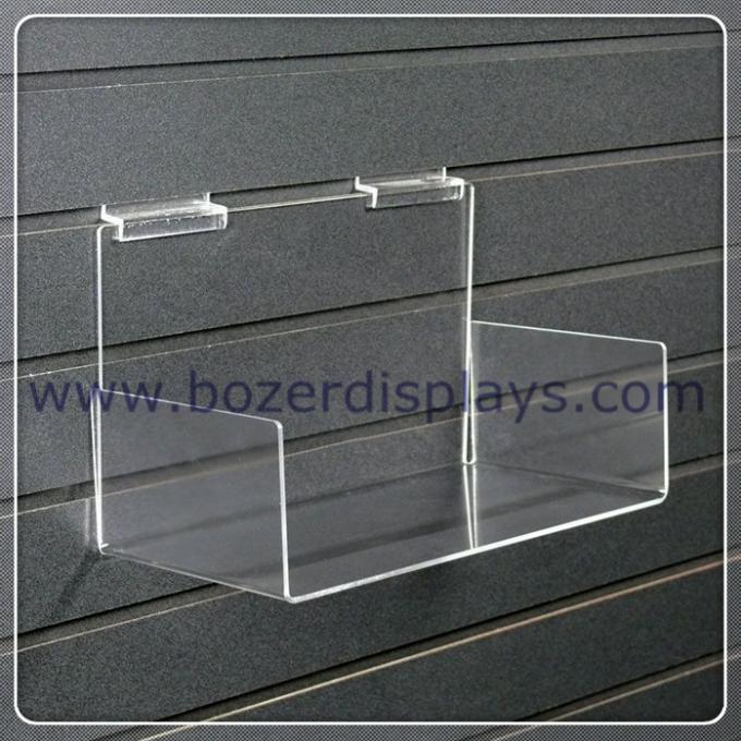 Clear 3mm thick Acrylic Slatwall Shelf with Sides