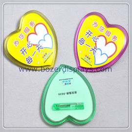 China Heart Shape Plastic Badge Holder with Safety Pin supplier