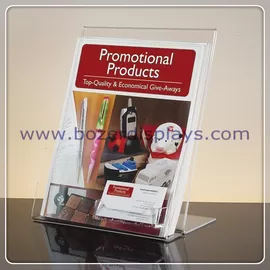 China Slant-back Clear Acrylic Literature Holder With Business Card Pocket supplier